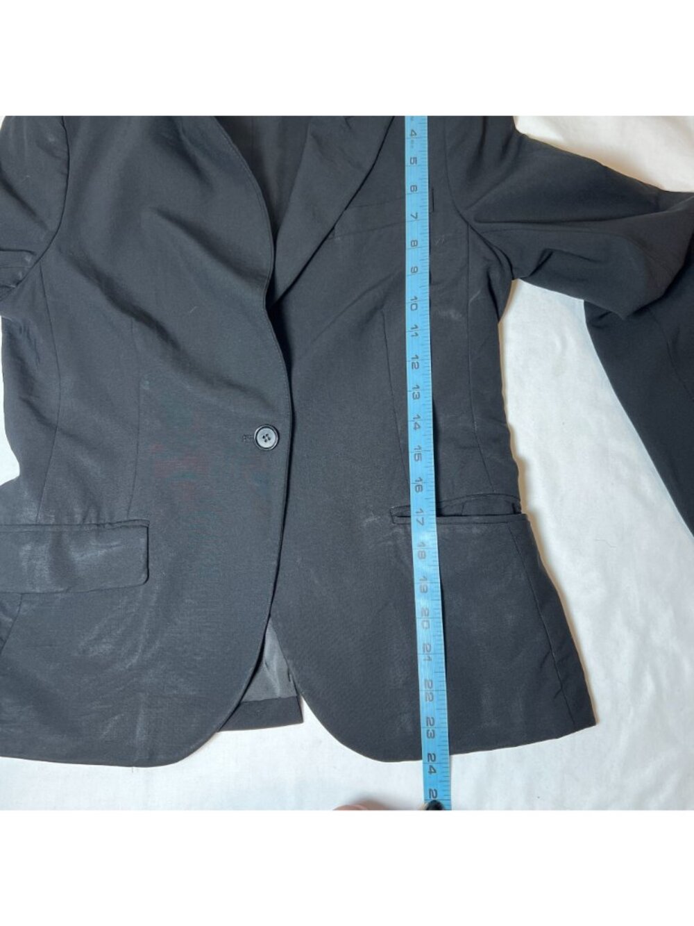 Theory Wool Stretch Blazer Single Button Black Fitted Structured Jacket Size 6 - Picture 5 of 12